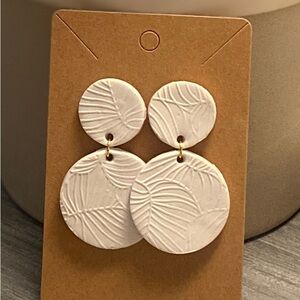 White Textured Clay Earrings